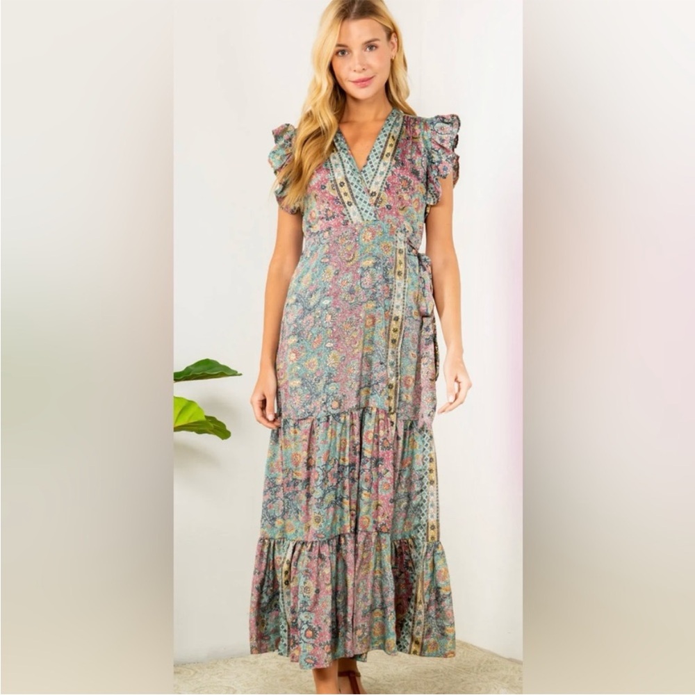 PAANI Bohemian Floral Maxi Dress in Multicolor